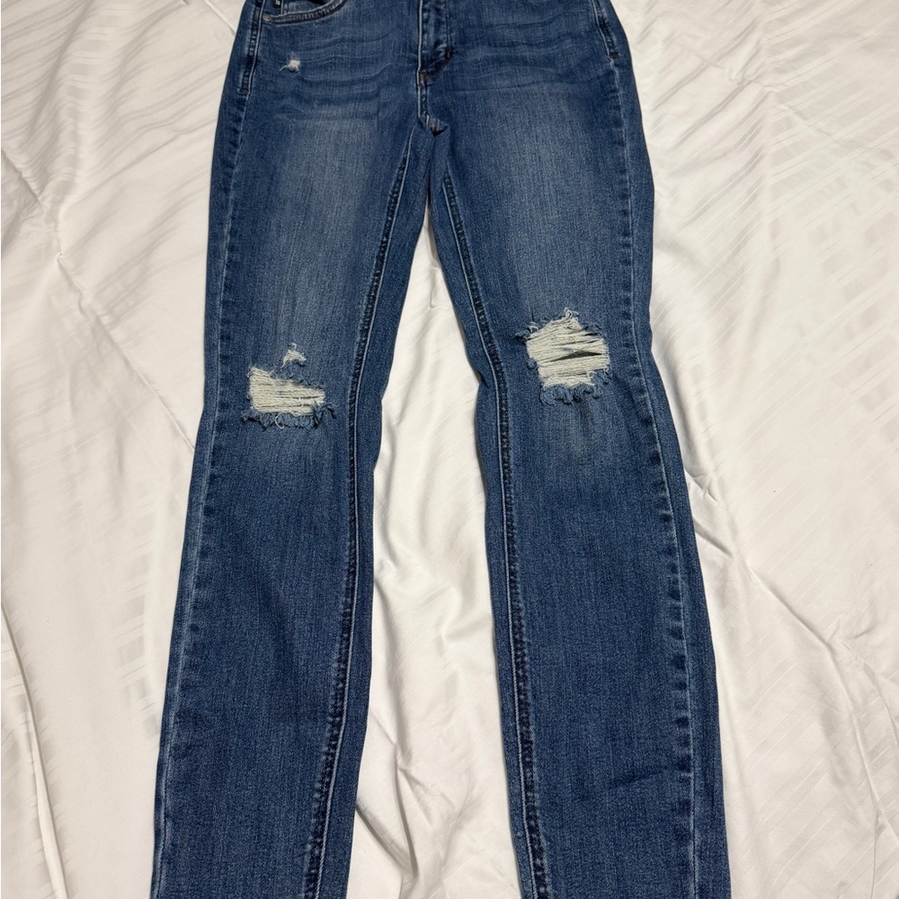 Judy Blue Dark Blue Tummy Control Distressed Skinny Jeans Size 7/28